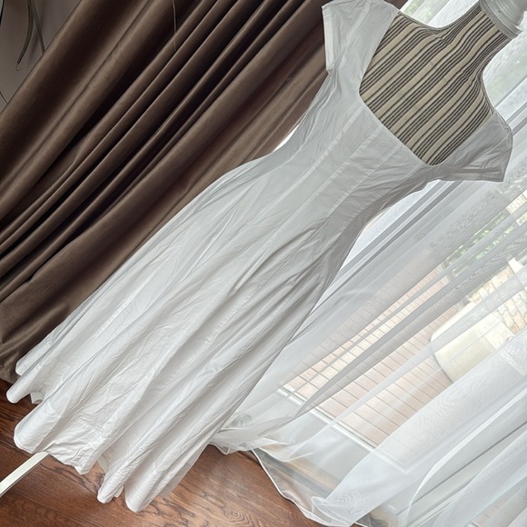 Staud Wells white midi cotton dress size 6 - Picture 3 of 5